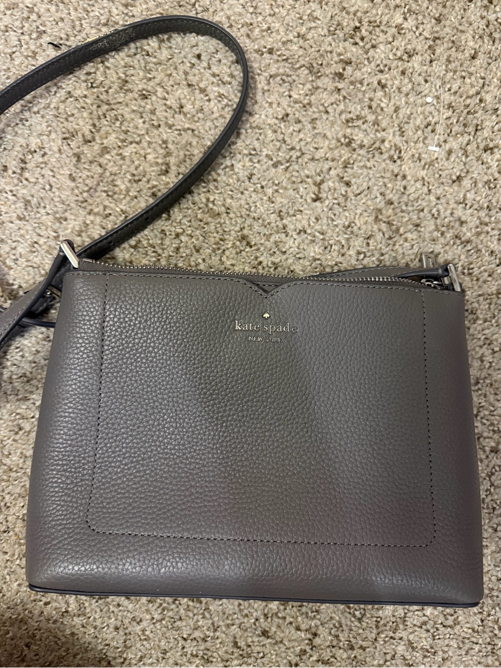 kate spade Gray Pebbled Leather Crossbody Bag